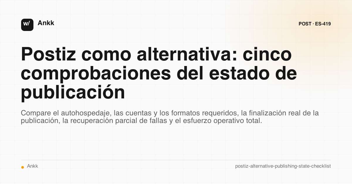 Checklist comparando alternativas Postiz por estado de publicación y criterios de recuperación de fallas